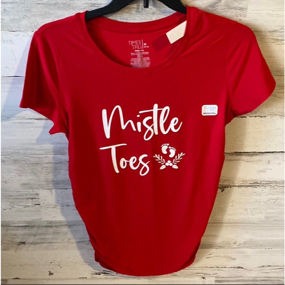 👶🏼Mistle Toes Maternity  Holiday Christmas Top  Shirt Small NWT👶🏼 - Picture 2 of 7